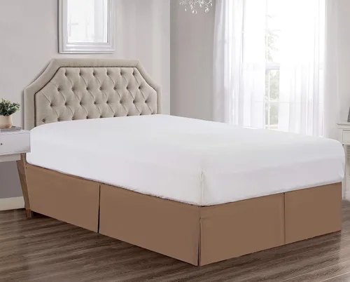 Vista 16 de Sheets & Beyond Falda de cama plisada de microfibra cepillada sólida súper suave de 14 pulgadas, con volantes (tamaño individual, beige)