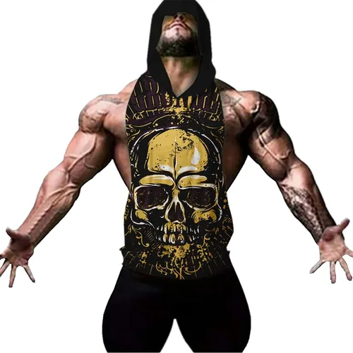 Cabeen Sudaderas con capucha para hombre con estampado 3D para culturismo, gimnasio, camiseta sin mangas