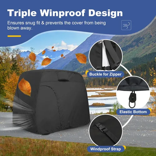 Vista 4 de Explore Land Funda impermeable para carrito de golf universal, compatible con la mayoría de marcas, para 2/4/6 pasajeros