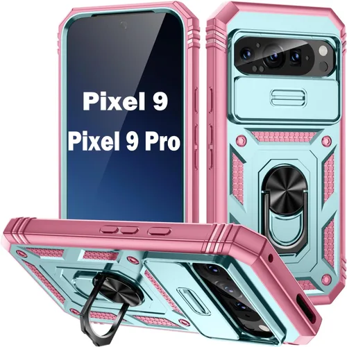 Vista 141 de PASNEW Funda militar para iPhone 13 Pro Max, cubierta de cámara deslizante y soporte de anillo de metal de 360°, carcasa rígida multicapa resistente