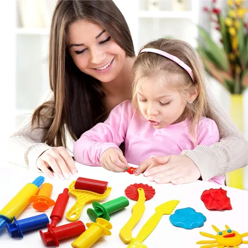 Vista 6 de Kit de herramientas de masa, 9 piezas básicas de arcilla y masa para niños, incluye rodillo, rodillos, tijeras de seguridad, extrusora de masa