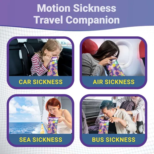 Vista 5 de Bolsas de vómito desechables para niños, paquete de 20 – Bolsas de Barf envueltas individualmente con bonito estampado de dinosaurio – Bolsas