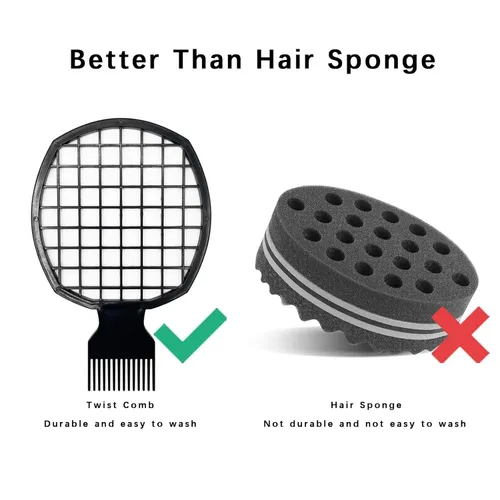 Vista 5 de 2 cepillos de esponja de pelo mejorados, superior a la esponja de cabello para rizos en hombres y mujeres, diseño de doble cara, material ABS