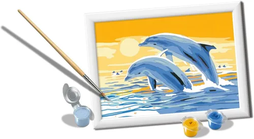 Ravensburger CreArt Delightful Dolphins Paint by Numbers Kit for Kids - Painting Arts and Crafts for Ages 7 and Up