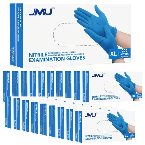 Vista 14 de JMU Guantes desechables azules de nitrilo para examen, pequeños, 200 unidades, 3.5 mil, sin látex, guantes médicos sin polvo