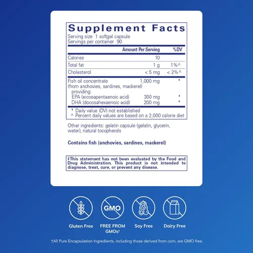 Vista 2 de Pure Encapsulations EPA/DHA Essentials - Suplemento concentrado de aceite de pescado para apoyar la salud cardiovascular - Suplemento premium de EPA