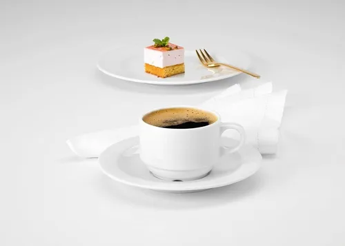 Vista 4 de Seltmann Weiden Meran - Vajilla comercial, platillo de café y té de porcelana, color blanco, 6.4 pulgadas, juego de 6
