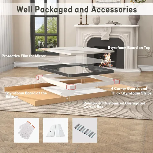 Vista 7 de Espejo rectangular para pared de baño de 20x30 pulgadas con marco negro mate, espejo de tocador con esquinas redondeadas, espejo de baño de metal