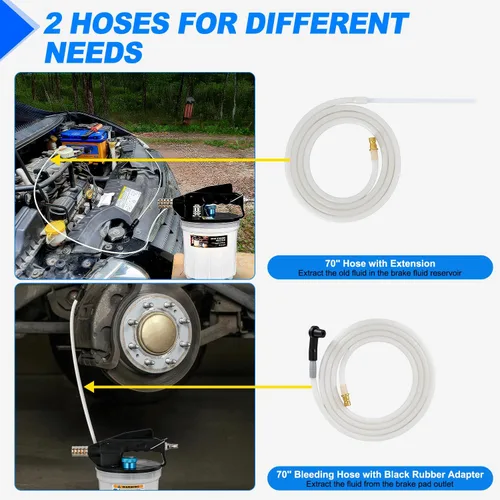 Vista 5 de GOOACC Kit de Purga de Frenos 2L Bomba de Vacío Neumática Extractor de Fluido con Botella de Rellenado 1L y Adaptadores Herramientas de Purga