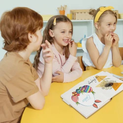 Vista 5 de Cuadernos de líneas B5 grandes, cuaderno de bocetos de tapa dura Kraft con rayas universitarias, cuadernos de composición temática con papel rayado