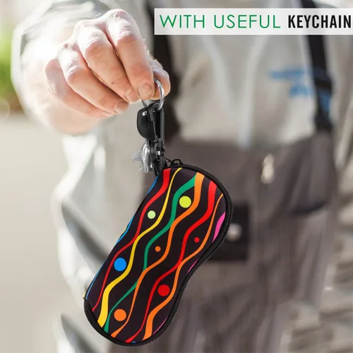 Vista 4 de MoKo - Estuche suave, ultra ligero, de neopreno, para lentes de sol, con cremallera y clip para cinturón