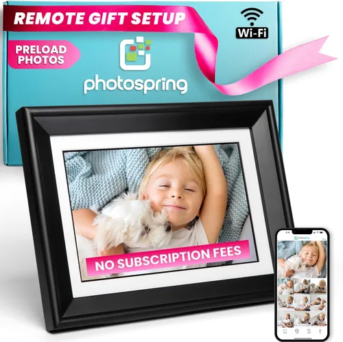 PhotoSpring Marco de fotos digital WiFi de 10 pulgadas | Carga fotos familiares por correo electrónico, aplicación, web, USB/SD | Un gran regalo |