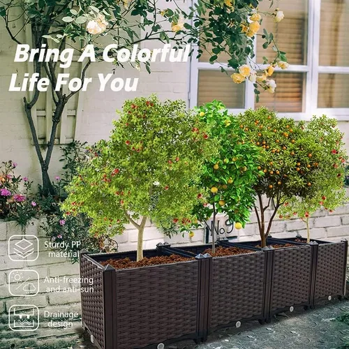 Vista 4 de TDDSS Macetas grandes para plantas al aire libre, macetas elevadas de jardín, cajas de jardín perfectas para jardín, patio, balcón, terraza