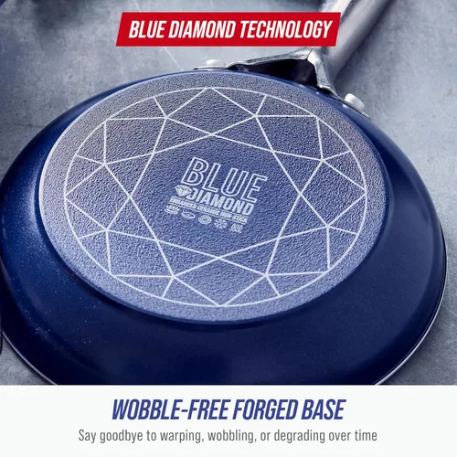 Vista 7 de Blue Diamond - Sartén antiadherente de 8 pulgadas, sin PFAS, sartén de cerámica para huevos y tortilla, con infusión de diamante, apta