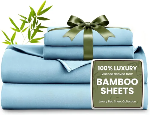 Vista 20 de Love's cabin Juego de sábanas tamaño individual de 3 piezas, 100% rayón derivado de bambú, refrescante y transpirable, bolsillo profundo suave