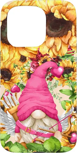 Vista 14 de Valentines Gnome in Cupid Costume for Women with Sunflower Case for iPhone 17