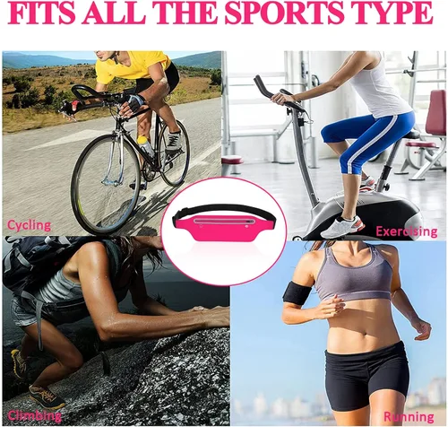 Vista 7 de Riñoneras para mujer, riñonera impermeable para hombres, rosado (2-Pink), Talla única, Viajes deportivos