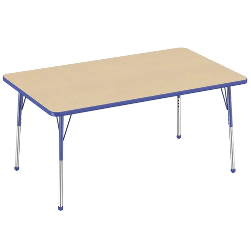 Vista 43 de FDP - Mesa rectangular para actividades escolares y de oficina (24 x 36 pulgadas), patas estándar con deslizadores giratorios, altura ajustable
