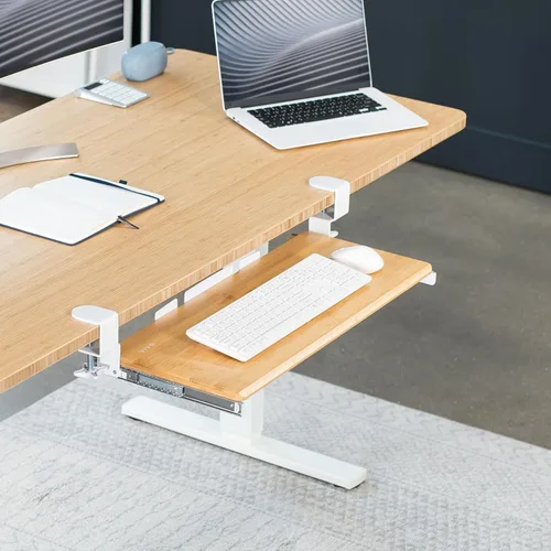 Vista 9 de VIVO Bandeja deslizante grande con abrazadera para teclado y mouse de computadora debajo del escritorio, cajón de plataforma extraíble de 27 x 11