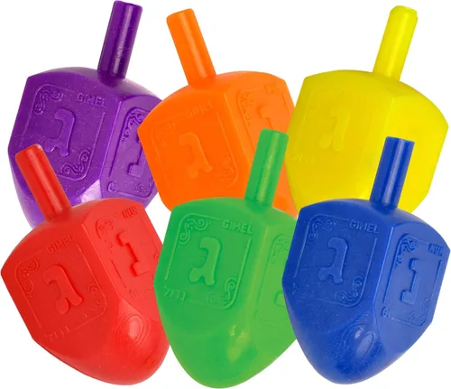 Vista 5 de Hanukkah Dreidels - Dreidel de plástico multicolor - 10 unidades medianas