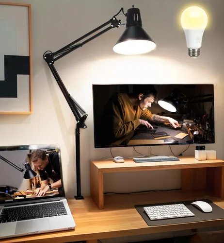 Vista 14 de Paquete de 2 lámparas LED de escritorio regulables con abrazadera, luces de clip para el cuidado de los ojos para oficina en casa, 3 temperaturas