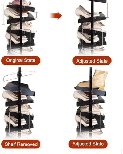 Vista 4 de 360° Rotating Shoe Organizer - Stylish Hidden Shoe Cabinet, Space-Saving Shoe Rack for Entryway, Living Room & Hallway - Modern Storage Solution