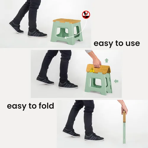 Vista 193 de Vigar Taburete compacto plegable, taburetes de 10-1/2 pulgadas para adultos de hasta 330 libras, taburete ligero, taburete plegable antideslizante