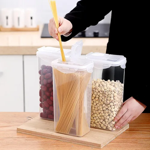 Vista 2 de Recipientes de almacenamiento de alimentos con tapas a presión, recipientes de plástico herméticos para preparación de comidas, cereales sin BPA