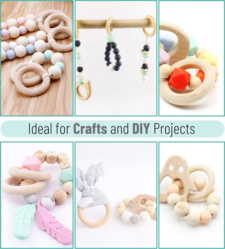 Vista 6 de Mr. Pen Anillos de madera de abedul, 2.7 pulgadas, paquete de 10, anillos de madera para manualidades