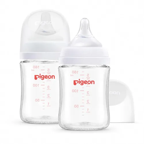 Pigeon Biberones de vidrio de cuello ancho, 5.4 onzas, paquete de 2