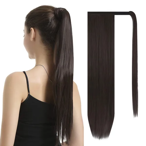 Vista 87 de BARSDAR Extensión de Cola de Caballo Corta y Recta - Extensiones de Cabello de Cola de Caballo con Cordón de 14 Pulgadas en Negro para Mujeres