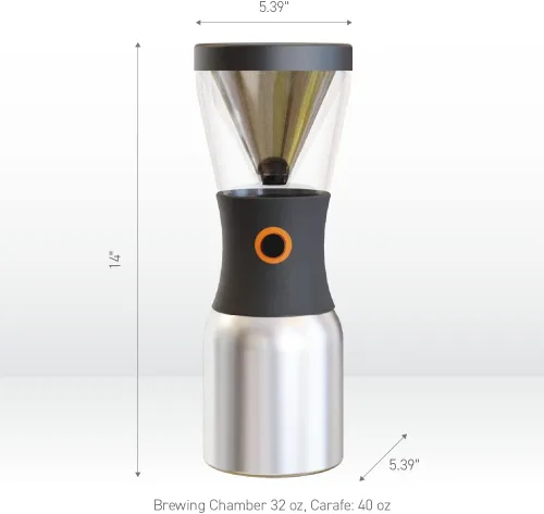 Vista 6 de asobu Coldbrew - Cafetera portátil con aislamiento al vacío de acero inoxidable de 1 litro, jarra de 188 sin BPA (verde menta)