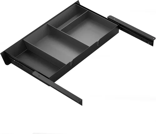 Vista 9 de Under Desk Drawer with Removable Tray, 15.4" Wide 2-in-1 Organizer – 60° Ergonomic Tilt, 4-Compartment Insert for Pens, Phones & Cables, Ball