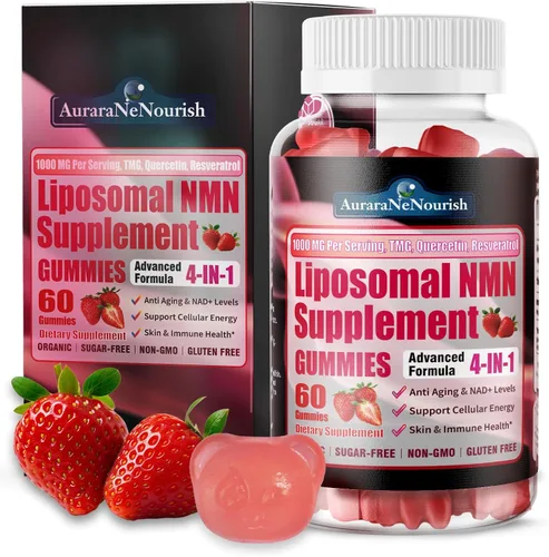NMN Supplement 1000mg, 4-in-1 Liposomal NMN Gummies with Resveratrol, Quercetin & TMG for NAD+ Levels, NMNH Alternative, Supports Healthy Aging,