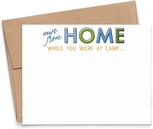 Vista 6 de Papelería personalizada con forro para niños, tarjetas de notas planas, papelería de campamento simple para niños con juego de sobres, tarjetas