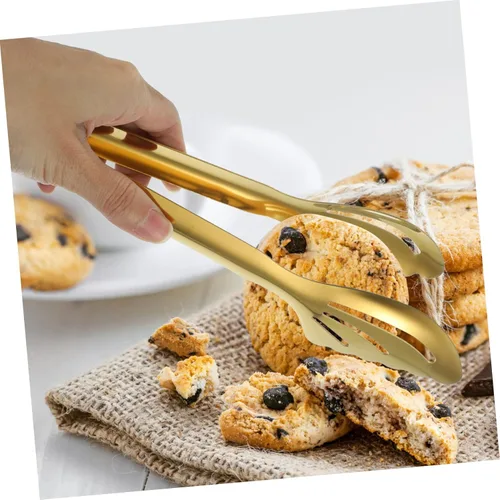 Vista 9 de Hemoton Pinzas para parrilla para postres, servir alimentos para cocinar, barra de acero inoxidable, pinzas multifunción, té para aperitivos