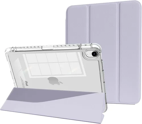 Vista 13 de Funda para iPad Air 11 Generación 2024/2025/2026 M4/M3/2 con soporte para lápices, funda inteligente delgada con carcasa trasera transparente