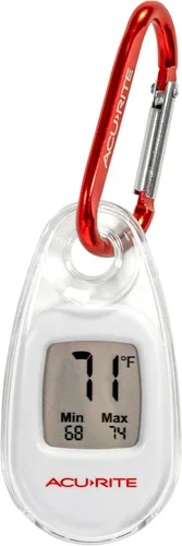 AcuRite Termómetro digital portátil para temperatura interior o exterior con clip de mosquetón (00333)