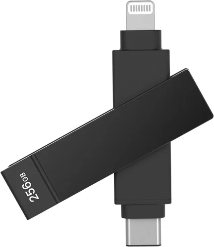 Vista 13 de iXflash - Memoria flash para iPhone de 128 GB, certificado Apple MFi, Lightning y USB C, color negro, 2 en 1 para teléfono, iPad y computadora