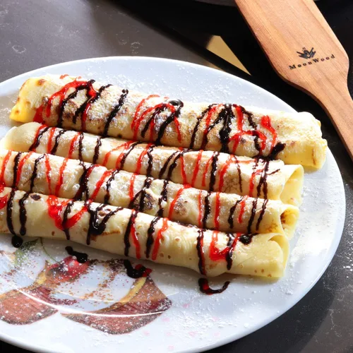 Vista 4 de Juego de esparcidor de crepé con volteador, 4 piezas de herramientas de madera (3.5, 5, 7, 12 pulgadas), diseño en forma de T para cocinar