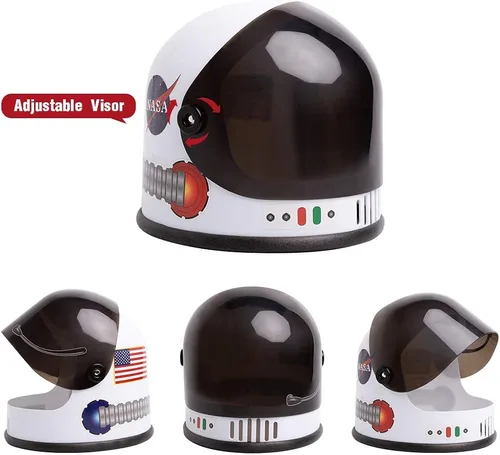 Vista 5 de eccbox Disfraz de astronauta para niños, traje espacial para juegos de rol, con casco de visera móvil