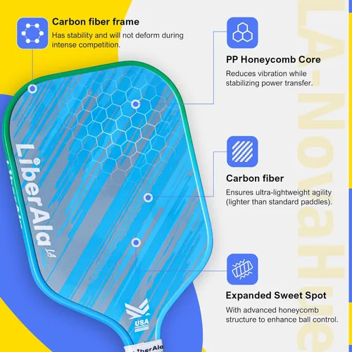 Vista 3 de Pickleball Paddles & Set of 2, USAPA Approved Carbon Fiber Pickle Ball Paddle, PP Honeycomb Core, Lightweight & Comfort Grip for Beginners, Pros