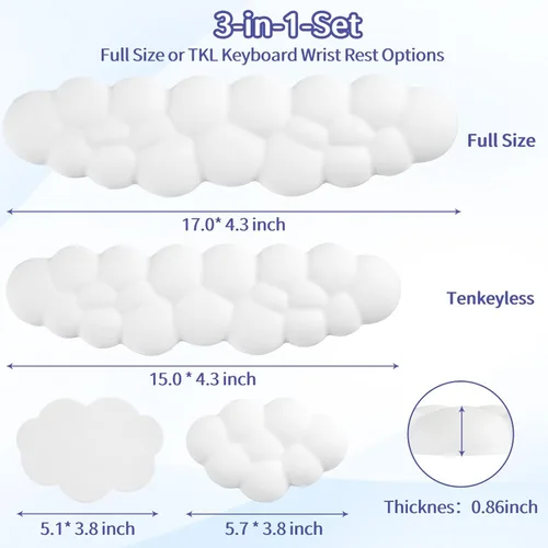 Vista 7 de Sushret Cloud Reposamuñecas para Teclado, Juego de Almohadilla para Muñeca de Teclado Cloud con Espuma Viscoelástica de Cuero PU, Lindo Reposabrazos