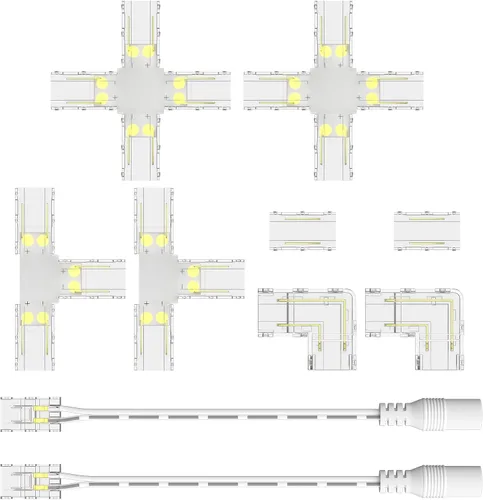 Vista 9 de MIWISE Kit de conectores de 8mm para tira de luces LED COB de 2 pines, 12 piezas de conectores sin espacio en forma de L/esquina, conectores
