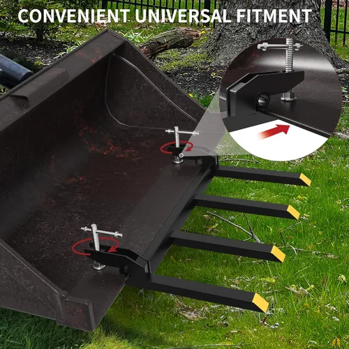 Vista 3 de YITAMOTOR Horquillas de Escombros con Abrazadera para Cucharón de 48", Horquilla de Palé de Servicio Pesado con Capacidad de 2500 lbs Compatible