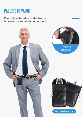 Vista 6 de lanpard Bolsa Faraday para Llaves de Coche, Bolsa Faraday, Soporte de Bloqueo de Señal RFID para Coche, Protector de Llavero, Jaula de Llavero