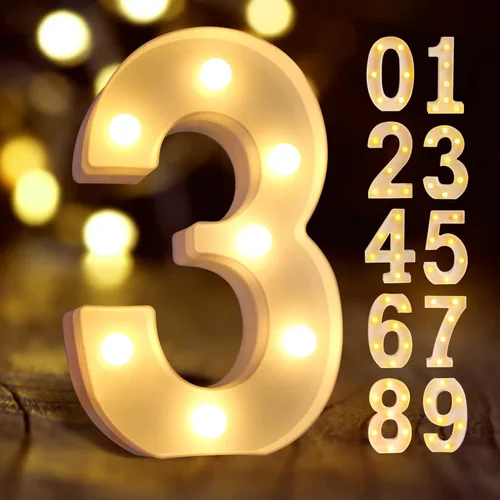 Vista 2 de Laerjin Letras iluminadas, luces LED de marquesina con lámpara de mesa de escritorio, para decoración de fiestas, bodas, lámpara de iniciales