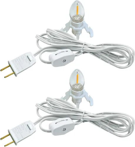 Cable accesorio con luces nocturnas LED - Cable blanco con interruptor de encendido/apagado, bombillas C7 blancas cálidas y fusible de repuesto para