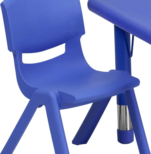 Vista 6 de Flash Furniture Juego de mesa de actividad ajustable en altura de plástico azul cuadrado de 24 pulgadas con 2 sillas
