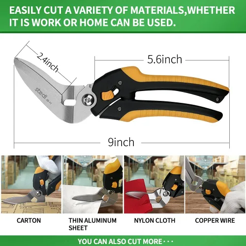 Vista 4 de stedi - Tijeras de 9 Pulgadas, Tijeras Resistente, Tijeras Multiusos, Tijeras para Cartón y Alfombra, Mango de TPR, Hojas Extremadamente Afiladas